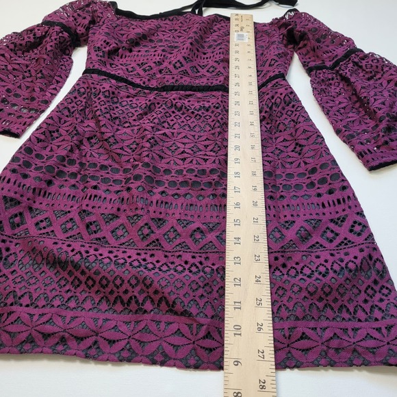 Likely Kakki Purple Off The Shoulder Halter Tie Micro Mini Dress Size 4 NWT - Picture 12 of 16